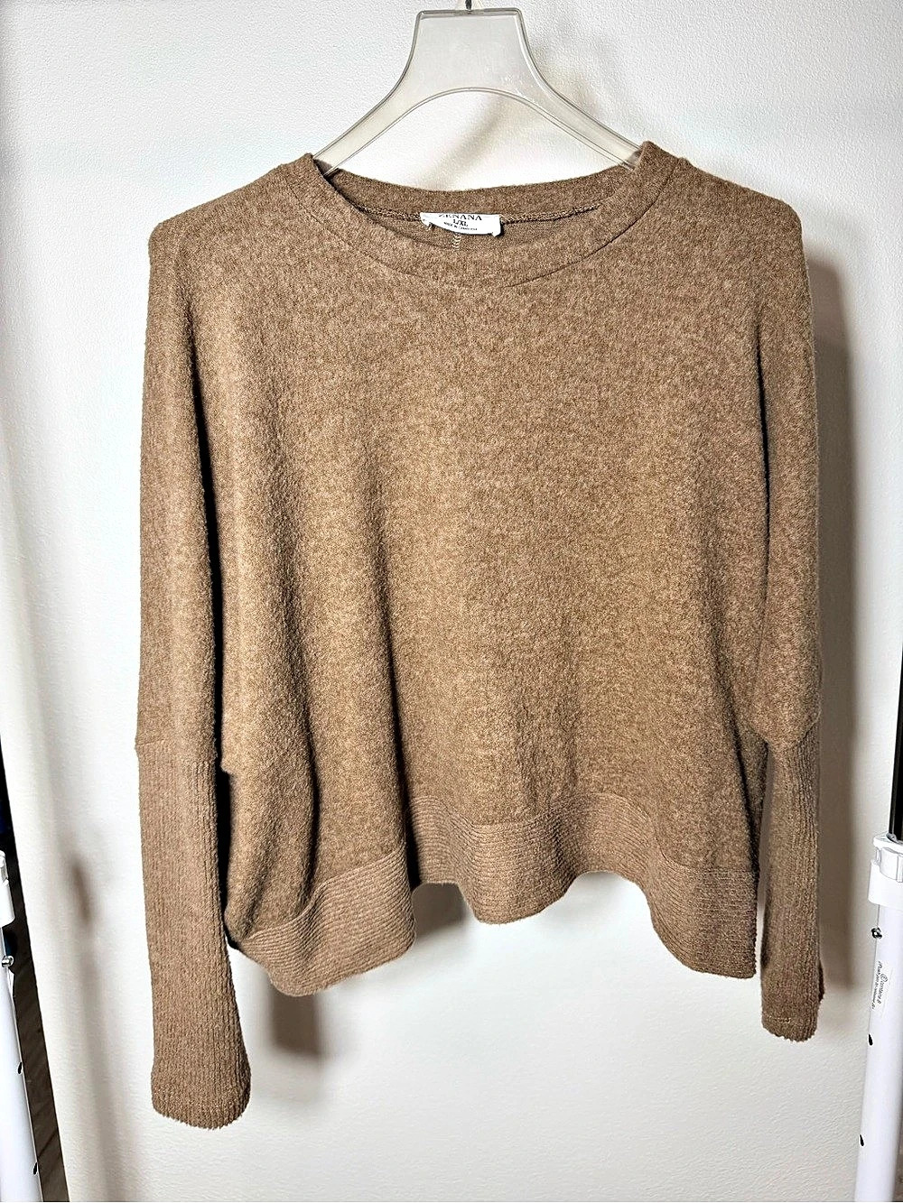 ZENANA Crew Neck Sweater Brown Size Large/XL